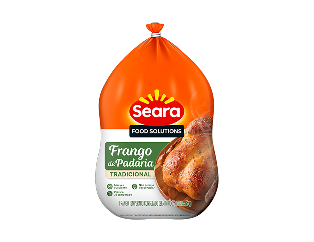 FRANGO SEM MIÚDOS CARCAÇA TEMPERADO CONGELADO SEARA 1,43 KG (CX 14,3 KG)